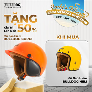 [Mua 1 Tặng 1] Mũ Bảo Hiểm 3/4 BULLDOG Heli Sợi Thuỷ Tinh Nhẹ Retro Cổ Điển Lỗ Khoá Chống Trộm
