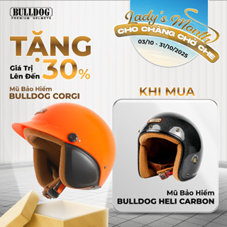 [Mua 1 Tặng 1] Mũ Bảo Hiểm 3/4 BULLDOG Heli Carbon Nhẹ Phong Cách Retro Cổ Điển Lỗ Khoá Chống Trộm
