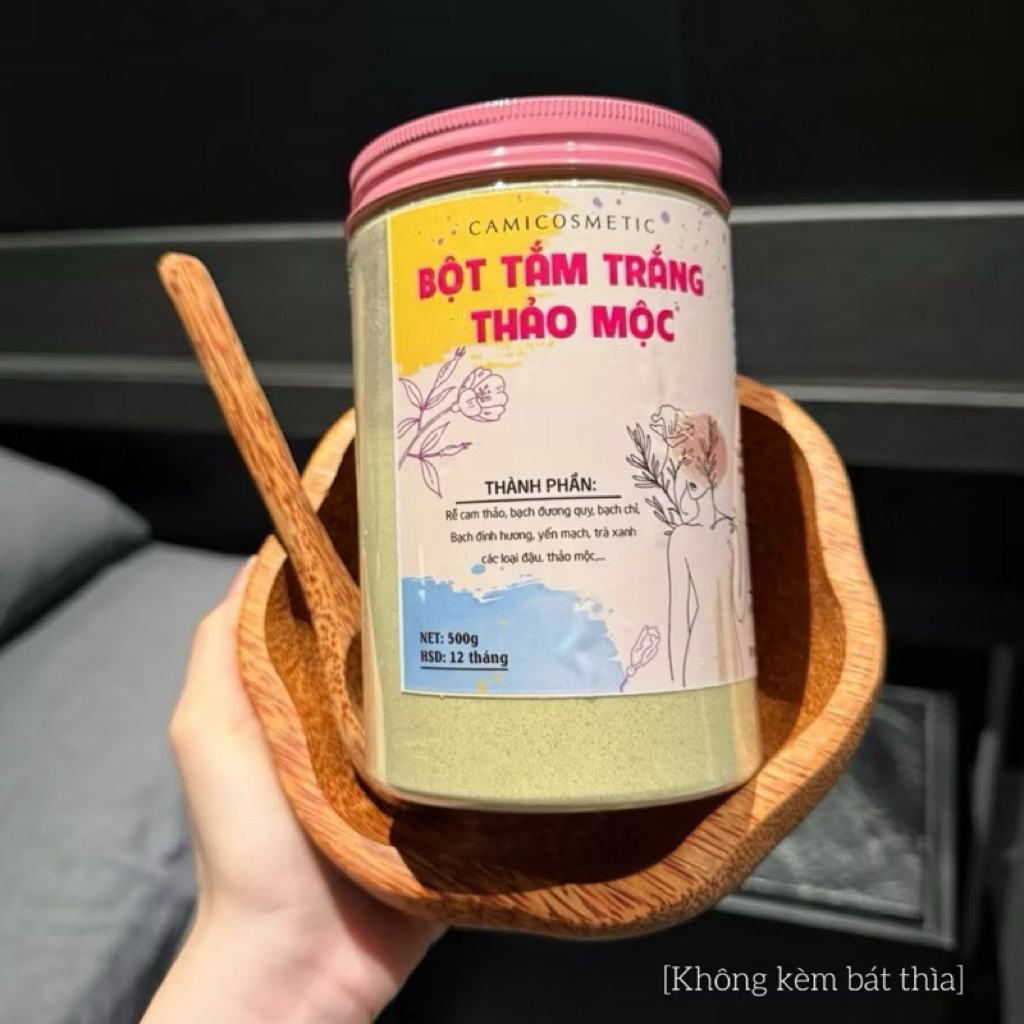 [Tặng 10gr bột B3- Niacinamide] BỘT TẮM TRẮNG THẢO MỘC CAMI COSMETIC 500gr