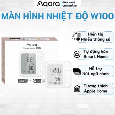 Cảm biến Nhiệt độ Aqara Climate Sensor W100 - Màn hình hiển thị Nhiệt độ, Độ ẩm, Đồng hồ, Nhỏ gọn Không cần lắp đặt
