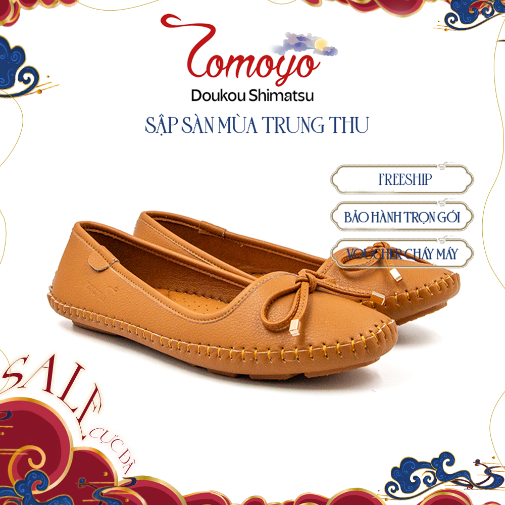 [SĂN SALE GIỮA THÁNG 10]-Giày Tomoyo Búp Bê Nữ Da Microfiber Đính Nơ Siêu Nhẹ TMW32202