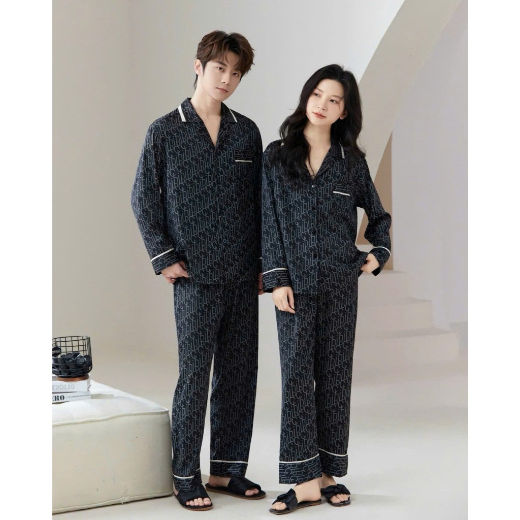 [ DEAL ĐẦU NĂM ] Bộ quần áo ngủ ,bộ ngủ lụa xuân thu nam nữ dài tay cao cấp sz từ 40-99kg