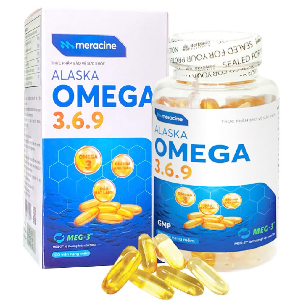 VIÊN UỐNG DẦU CÁ OMEGA 3,6,9 ALASKA _Meracine Lọ 100 viên