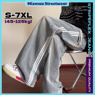   SẴN HOẢ TỐC-CÓ BIG SIZE  StrideFlex Jean - Quần bò jeans ống rộng sọc viền sườn cạp chun dây rút màu wash retro hiphop 