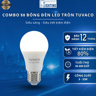 Combo 50 Bóng Đèn LED Bulb Tròn TUVACO 3W 5W 7W 9W 12W | Bóng LED Đui Xoáy Siêu Sáng Tiết Kiệm Điện 