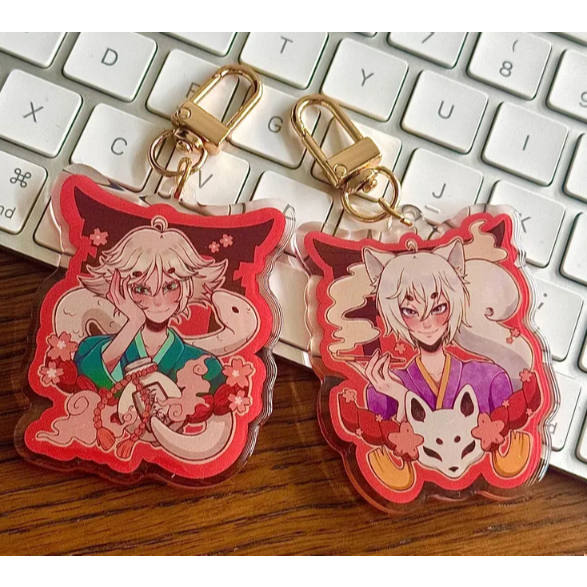 Kamisama Hajimemashita acrylic keychains / Tomoe and Mizuki charms / cute keychains