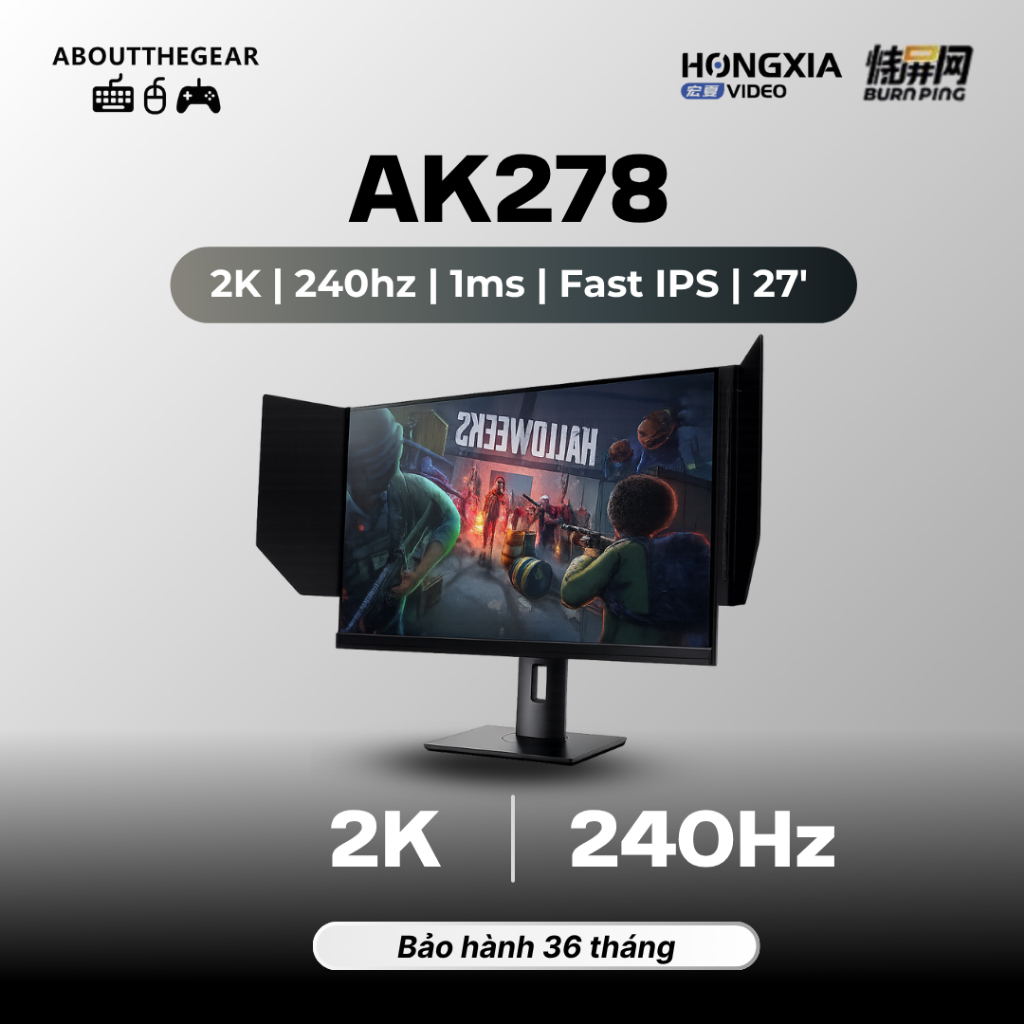 Màn hình 2K-240Hz Hongxia AK278 chuyên game FPS, AAA (NEWSEAL-BH 36 THÁNG)