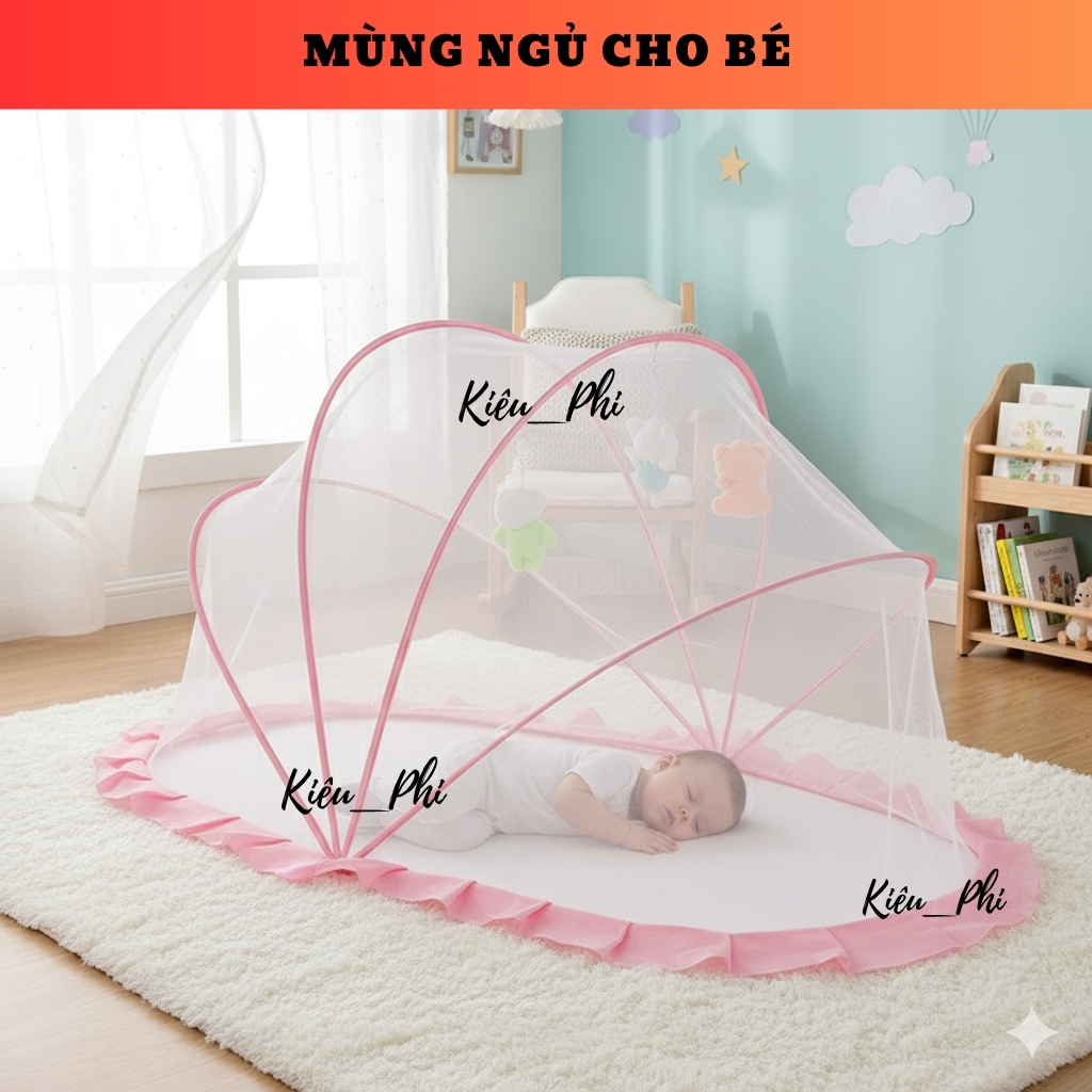 Màn mùng ngủ cho bé gấp gọn - Mùng chống muỗi tự bung cao cấp bé lớn, bé nhỏ 0-3T