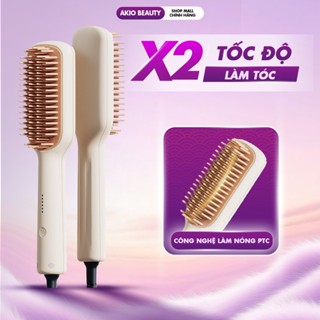 Lược điện chải thẳng tóc AKIO có dây, có ion âm tạo kiểu và bảo vệ tóc