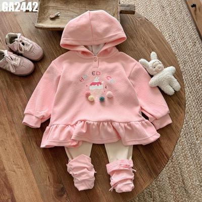Set Thu Đông Áo Váy Hoodie Họa Tiết Bánh Quần Legging Bé Gái 1-8 Tuổi MINTSCLOSET Quảng Châu GA2442