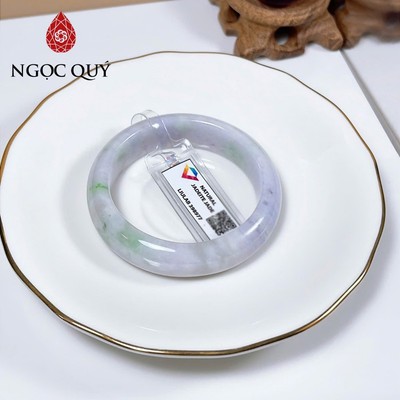 Vòng cẩm thạch A - Ngọc phỉ thúy type A bản hẹ màu xanh và tím tử la lan ni 48-52mm (kèm kđ type A) LM33 - Ngoc Quý