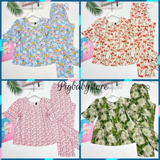 Đồ tole trung niên, đồ bộ lanh nữ mặc nhà tay lỡ quần dài VNXK 40-75kg - Pigbabystore