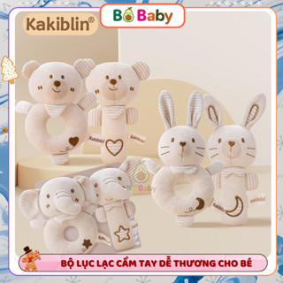 Đồ chơi lục lạc cầm tay bằng vải cotton hữu cơ cho bé tập cầm nắm có chuông và tiếng kêu