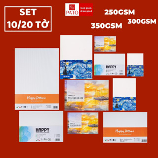 Giấy Vẽ Màu Nước Chuyên Dụng A3 A4 350gsm/ 300gsm HAPPY GLOBAL ART - Giấy Loang Màu Vân Cold, Chống Nhăn