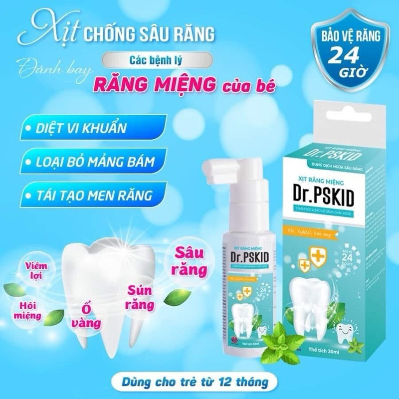 Xịt răng miệng, ngừa nhiệt miệng, sâu răng, sún răng ở trẻ nhỏ, chai xịt hôi miệng DR.PSKID