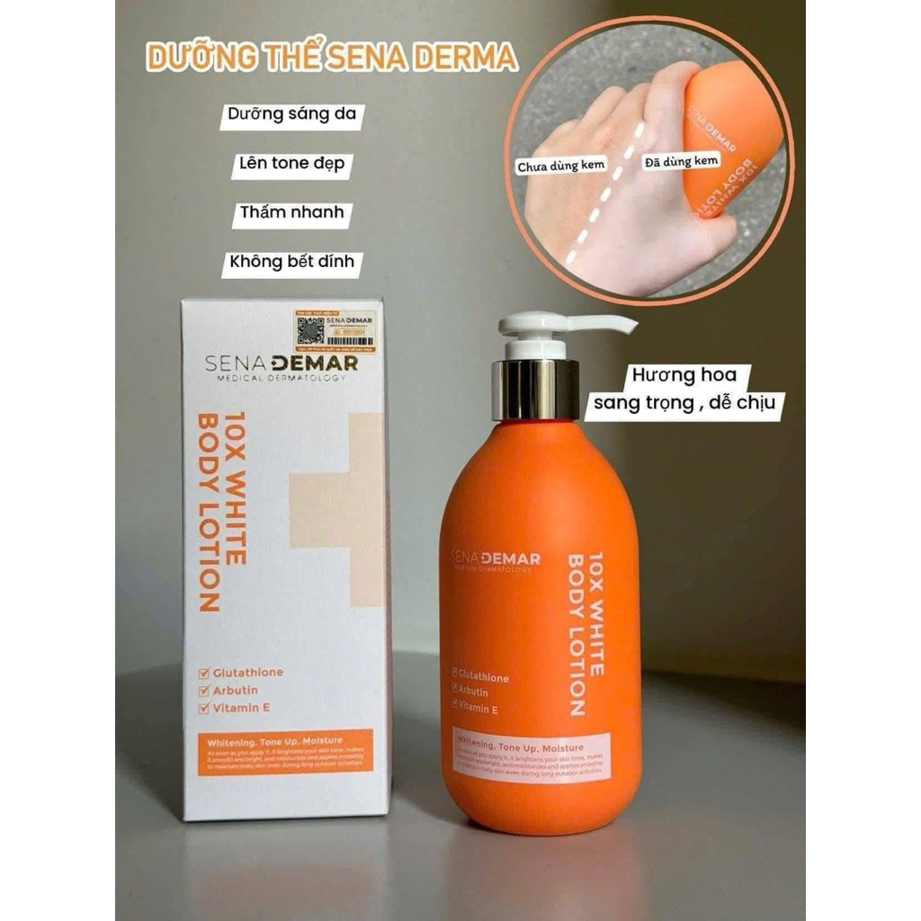 Kem body Sena demar 10X white body lotion 300g hạn 2028 kem body senademar TN244