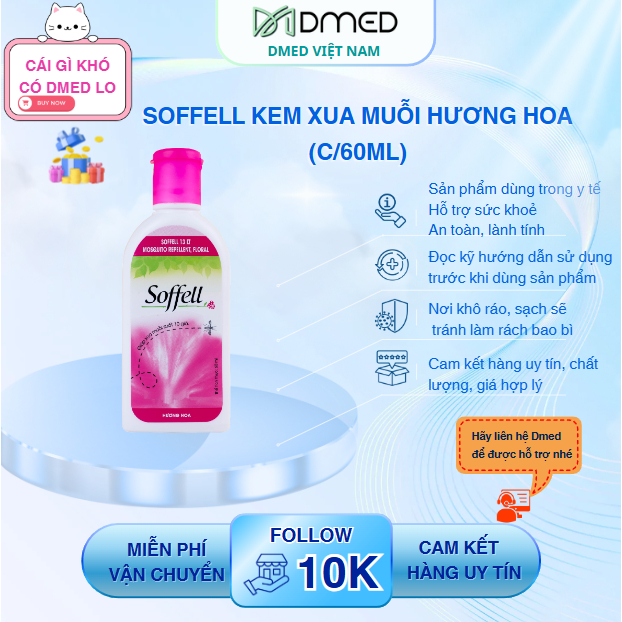 Soffell kem xua muỗi hương hoa (c/60ml)