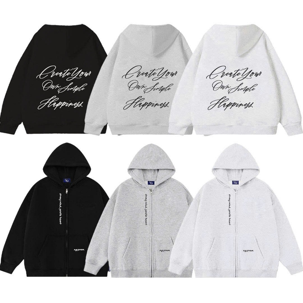 Áo Khoác Nỉ Hoodie Zip COTTON Thêu Nổi NQ30 BASE Chống Nắng Tốt Form Rộng Nam Nữ Unisex (Không xù lông)