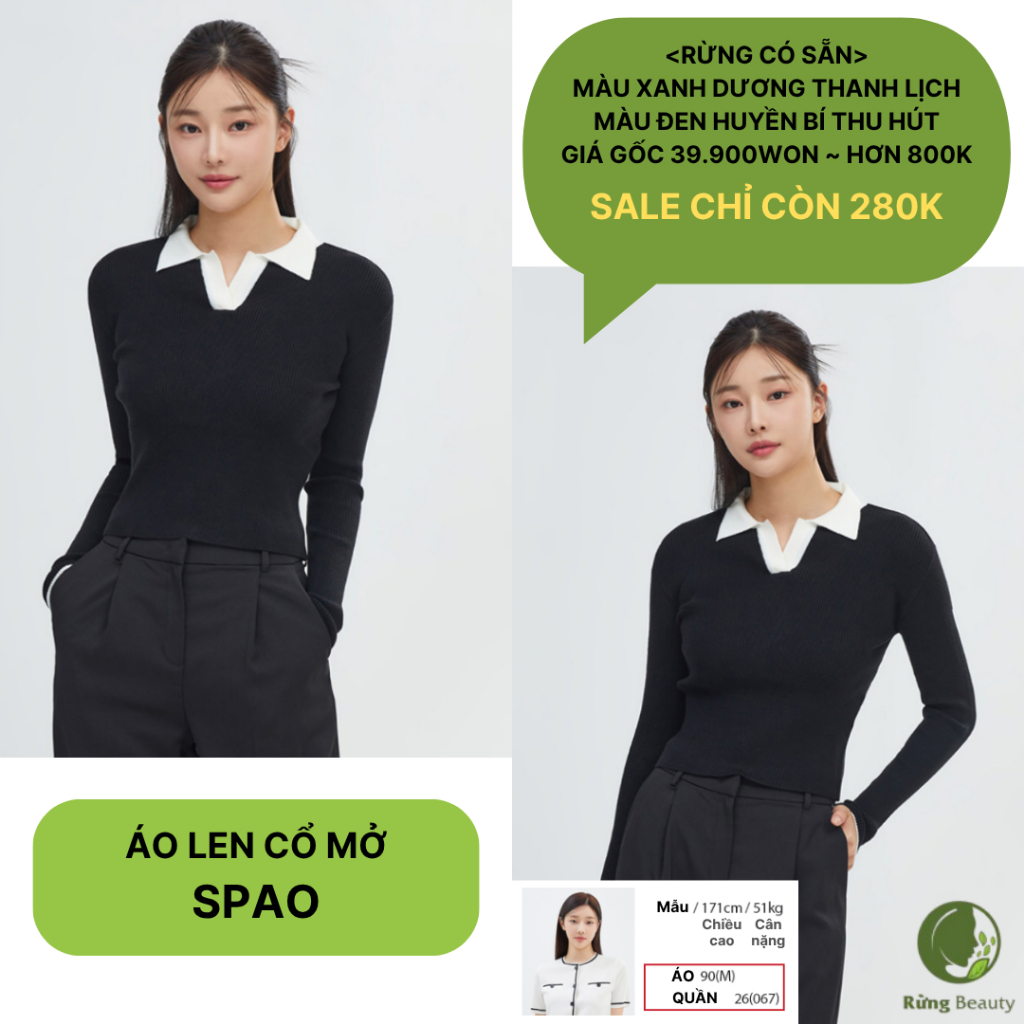 ÁO LEN CỔ MỞ SPAO