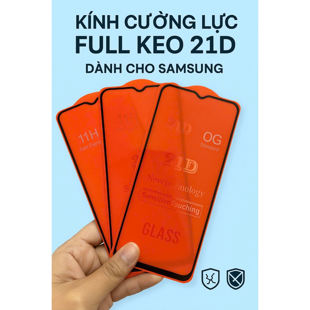 Kính cường lực 21D cho Samsung A53 5G / A54 5G / A55 5G  /A70 / A70s / A71 / A72 / A73 Full keo, chố