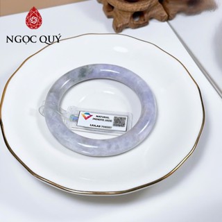  Vòng cẩm thạch A - Ngọc phỉ thúy type A bản tròn chột ú màu xanh và tím tử la lan ni 50-54mm   kèm kđ type A - Ngoc Quý 