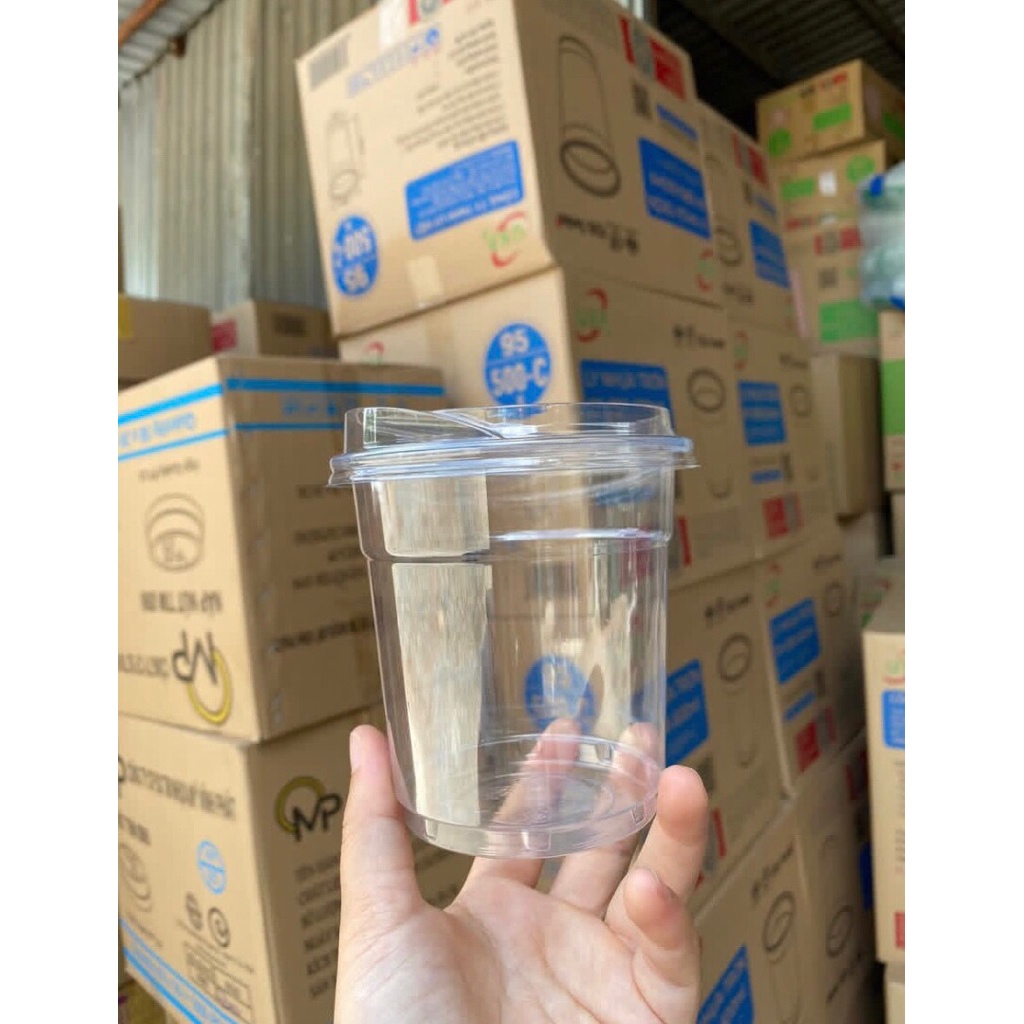Combo 50 ly + nắp 500ml lùn- ly trà sữa, matcha dễ thương