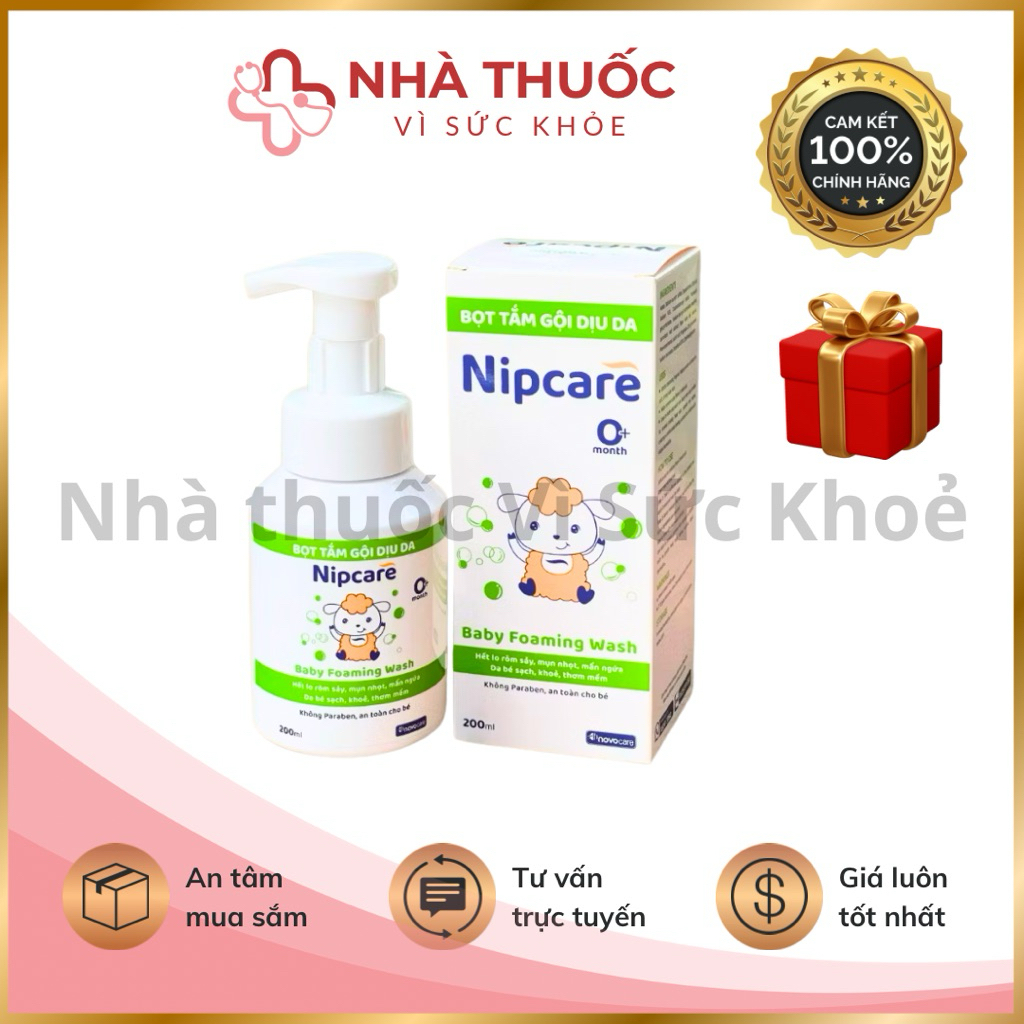 ✅[Chính Hãng] Bọt tắm gội dịu da Nipcare 200ml - hỗ trợ ngừa rôm sảy, mẩn ngứa, phù hợp cho trẻ viêm