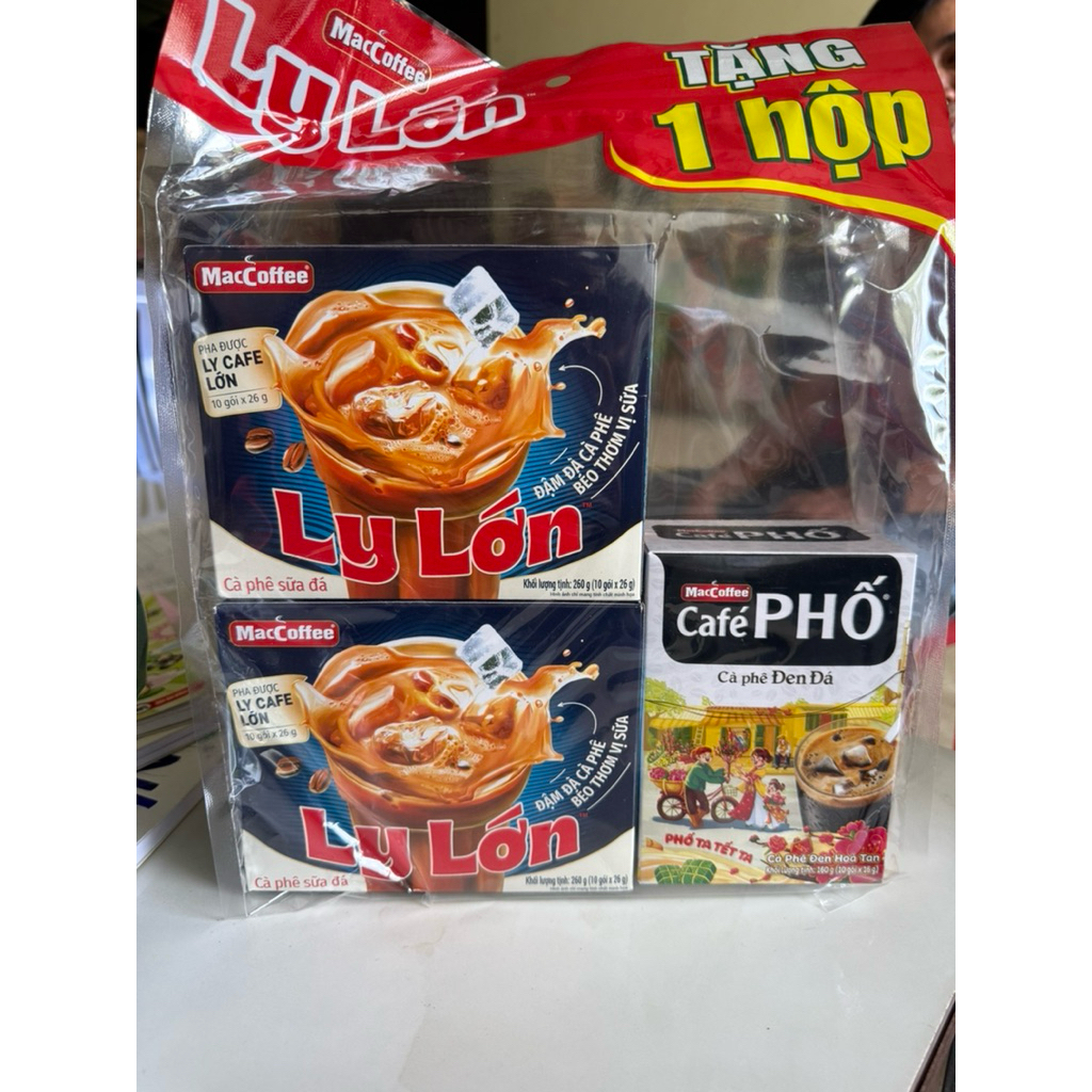 Cà Phê Sữa Đá LY LỚN (Combo 2 hộp tặng 1 hộp Phố Đen Đá) - MacCoffee