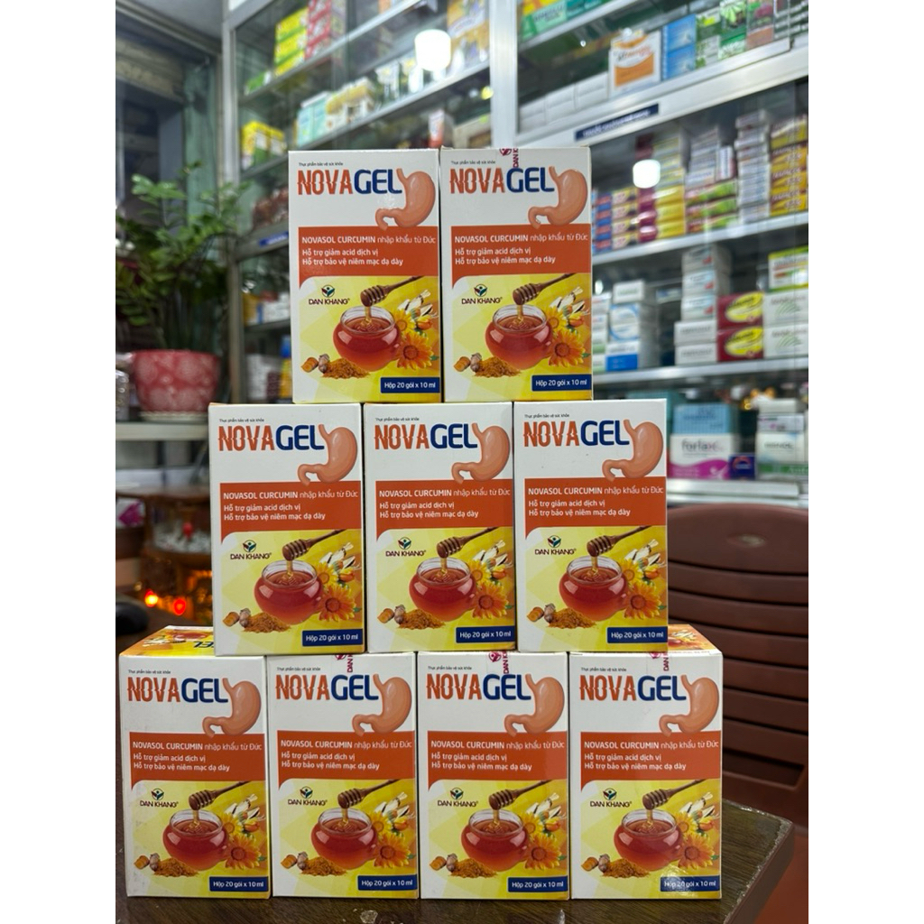 Novagel Dân Khang hộp 20 gói x 10ml-Hỗ trợ giảm acid dịch vị, bảo vệ niêm mạc dạ dày
