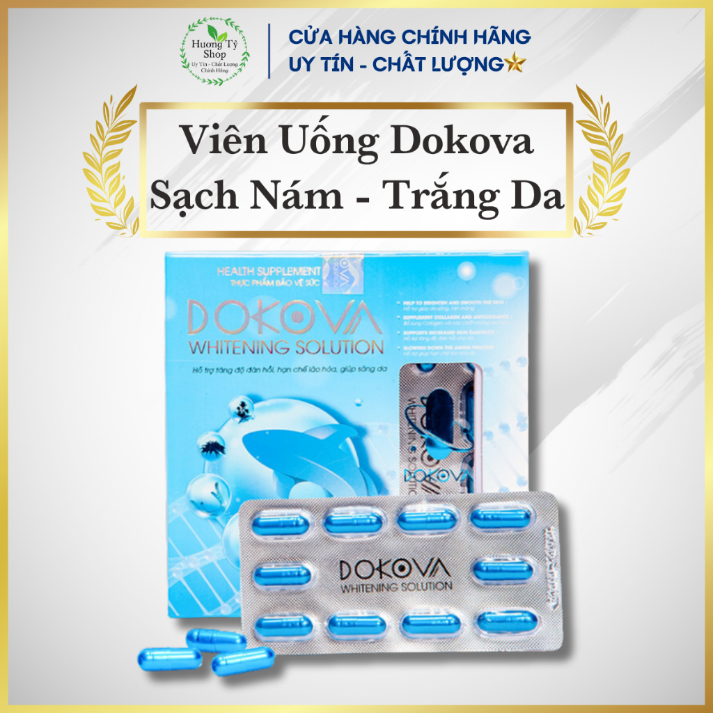 Viên Uống DOKOVA WHITENING SOLUTION Xóa Tan Nám, Đồi Mồi, Trắng Da, Mềm Mịn Da, Chống Lão Hóa