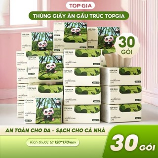 Giấy ăn gấu trúc Top Gia làm từ bột tre nguyên chất, an toàn cho mọi làn da (mẫu mới)
