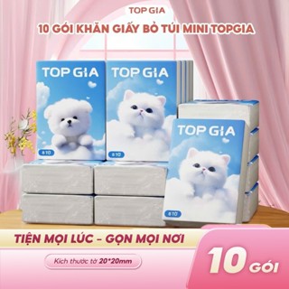 Khăn giấy bỏ túi Top Gia 4 lớp, 1 gói 8 tờ mềm mịn, an toàn cho mọi làn da