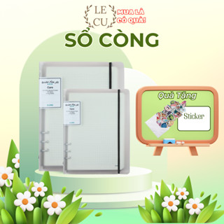  Sổ còng Caro  kẻ ngang  nét đứt file Binder kẹp còng Klong A5 - 100 tờ giấy dầy đẹp không thấm mực 