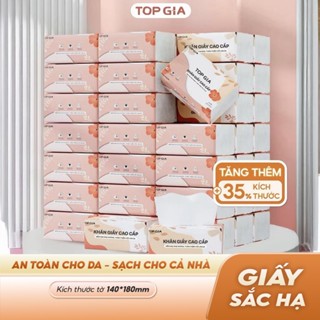 (BAO BÌ MỚI) Giấy ăn rút Top Gia Sắc Hạ, khăn giấy 4 lớp dập vân 4D chắc chắn siêu dai