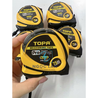 Thước cuộn thép nền vàng TOPA PRO 5M / 7.5M bản 2.5f dây cuộn tự động, bọc cao su chống va đập