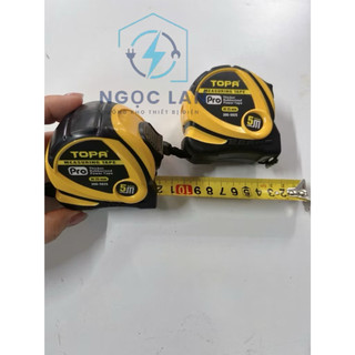 Thước cuộn thép nền vàng TOPA PRO 5M / 7.5M bản 2.5f dây cuộn tự động, bọc cao su chống va đập