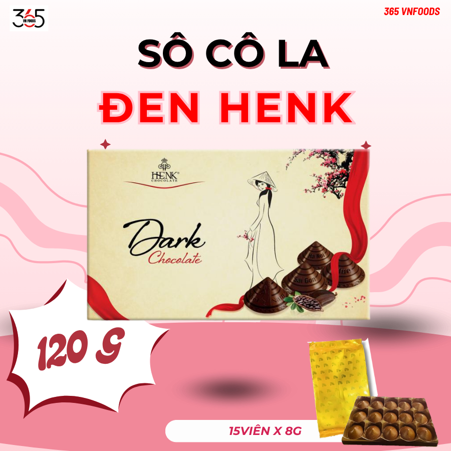 Socola Đen Nón Lá Việt Nam HENK MEKONG CHOCOLATE Cao Cấp Hộp 120g