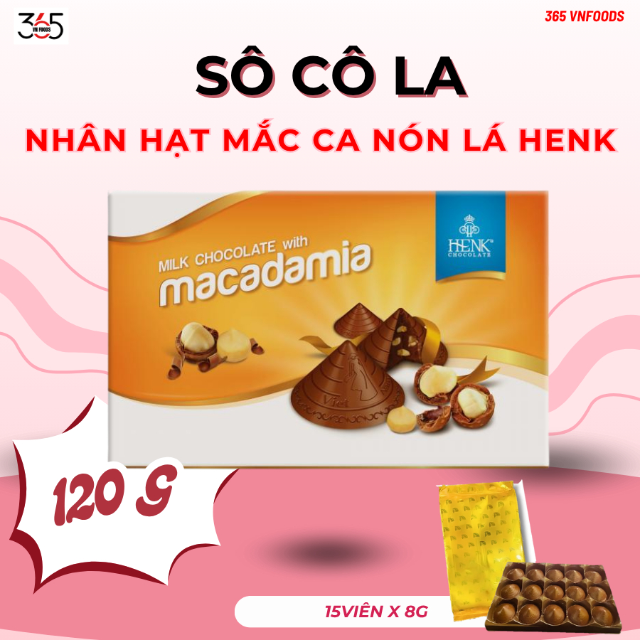 Socola Macca Nón Lá Việt Nam HENK MEKONG CHOCOLATE Cao Cấp Hộp 120g