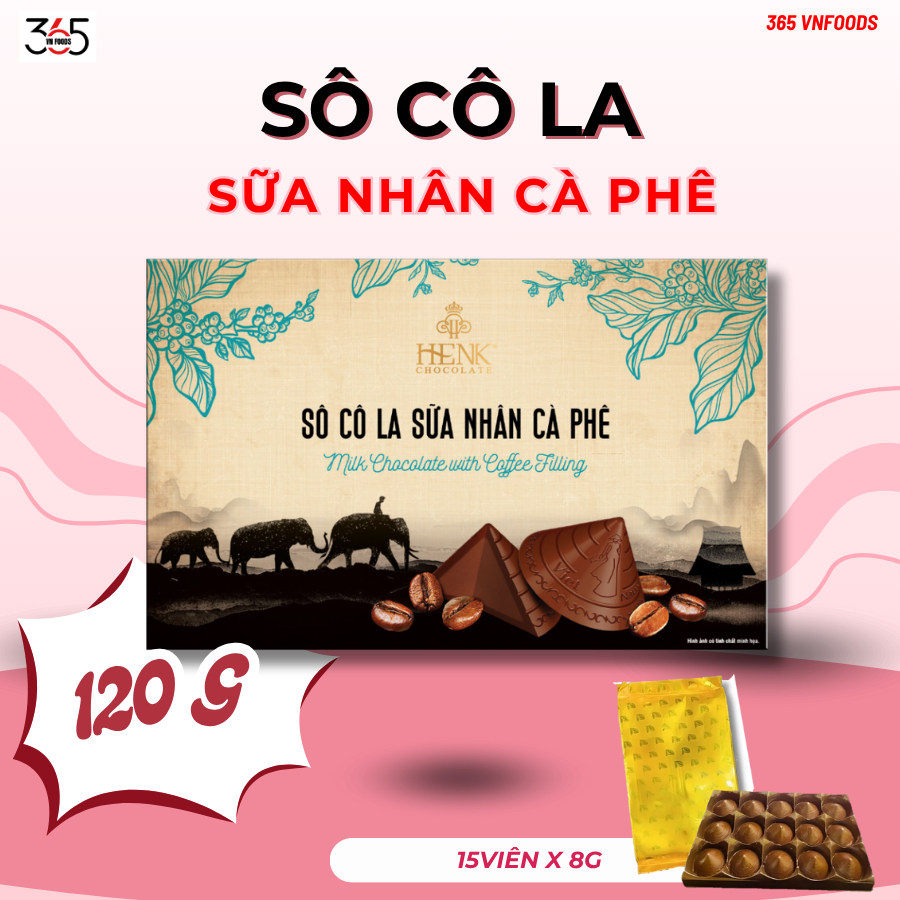 Socola Sữa Cà Phê Nón Lá Việt Nam HENK MEKONG CHOCOLATE Cao Cấp Hộp 120g