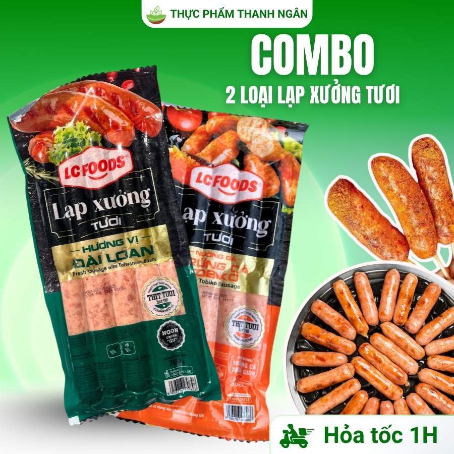 (HỎA TỐC HCM) Combo 2 loại lạp xưởng tươi LC- Lạp xưởng Đài Loan + Lạp xưởng trứng cá