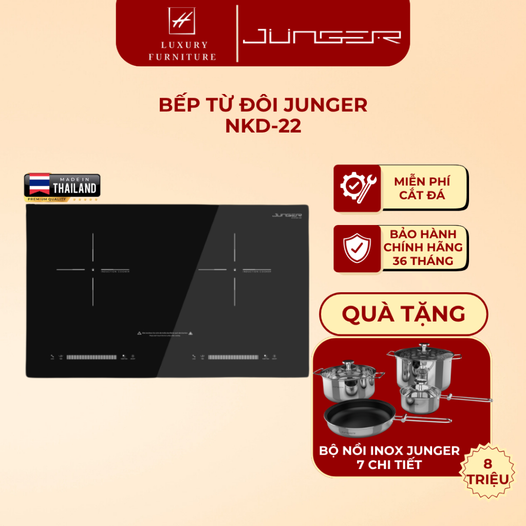 [Miễn Phí lắp đặt][Tặng bộ nồi] Bếp đôi Junger NKD_22+ | BH chính hãng