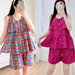 Bộ lanh mặc nhà, đồ bộ tole nữ quần đùi tay ngắn F21 VNXK