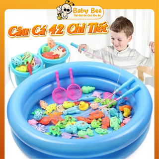 Đồ Chơi Câu Cá 42 Chi Tiết Kèm Phao, Câu Cá Nam Châm Nhựa Có Bể Hơi Cần Câu Và Cá Size Lớn - BabyBee