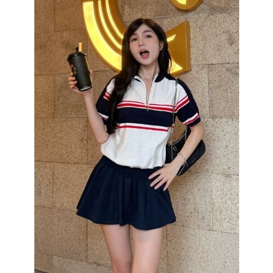 Áo Len Nữ, Áo Len Cộc Tay Kẻ Sọc Thời Trang – Chất Len Mềm, Co Giãn, Phối Đồ Cực Đẹp Chuẩn QC Loại 1 Hot 2025