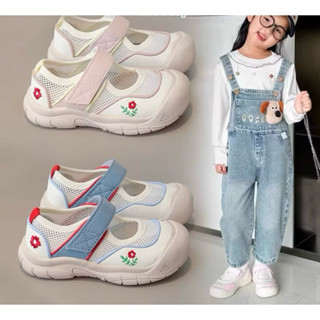  Giày bé gái hàng Quảng Châu cao cấp chất liệu siêu nhẹ phối lưới thêu hoa dễ thương mẫu mới  B818  