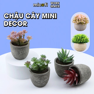  Chậu Cây Nhân Tạo Nhỏ Micofi Cây Xanh Cảnh Nhựa Giả Mini Decor Bàn Học Chậu Sống Đời Sen Đá Trang Trí Nhà Cửa Làm Việc 