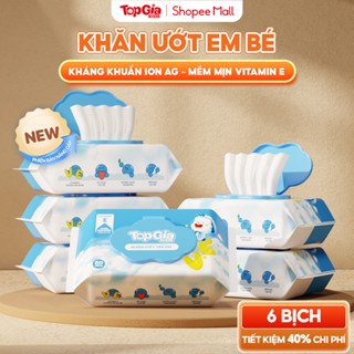 [SẢN PHẨM MỚI] Khăn ướt VE TopGiaKids cho bé thùng 6/12 bịch không cồn, không parabens, không mùi cao cấp