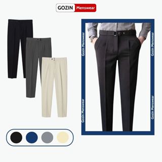 Quần Âu Nam Hàn Quốc Ống Côn Dáng Baggy Suông Đen, Quần Tây Nam Công Sở vải mềm mịn