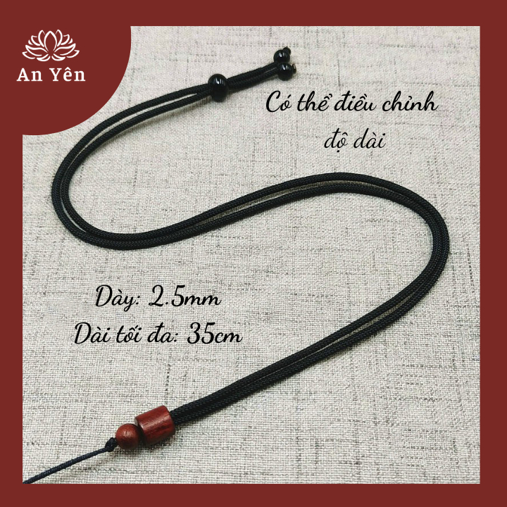 Dây dù đeo mặt dây chuyền - mix charm gỗ Đàn Hương tròn vuông – Có thể điều chỉnh độ dài - vòng cổ n