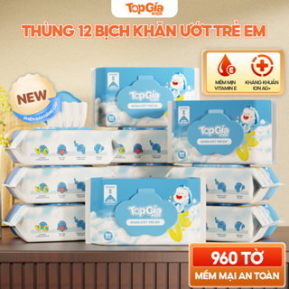 [MỚI] Khăn Ướt Cao Cấp VE TopGiaKids 80 tờ mềm mịn, kháng khuẩn Ion Ag không cồn, không parabens, dành cho em bé